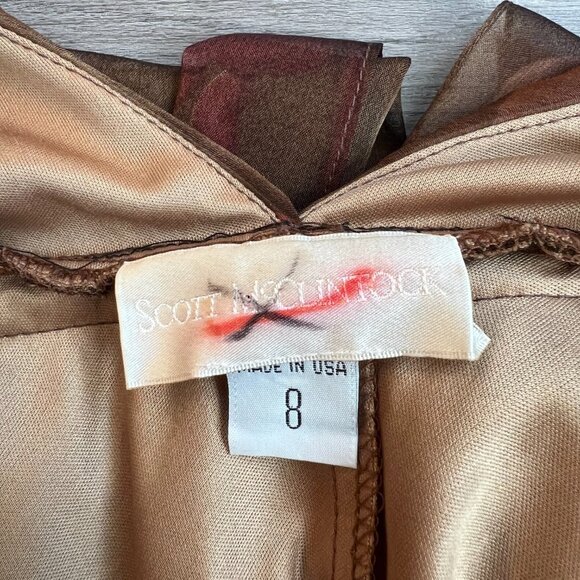 Vtg 90s Scott McClintock Empire Waist Brown Rose Autumnal Gown Brown Scarf Sz S - Picture 6 of 8